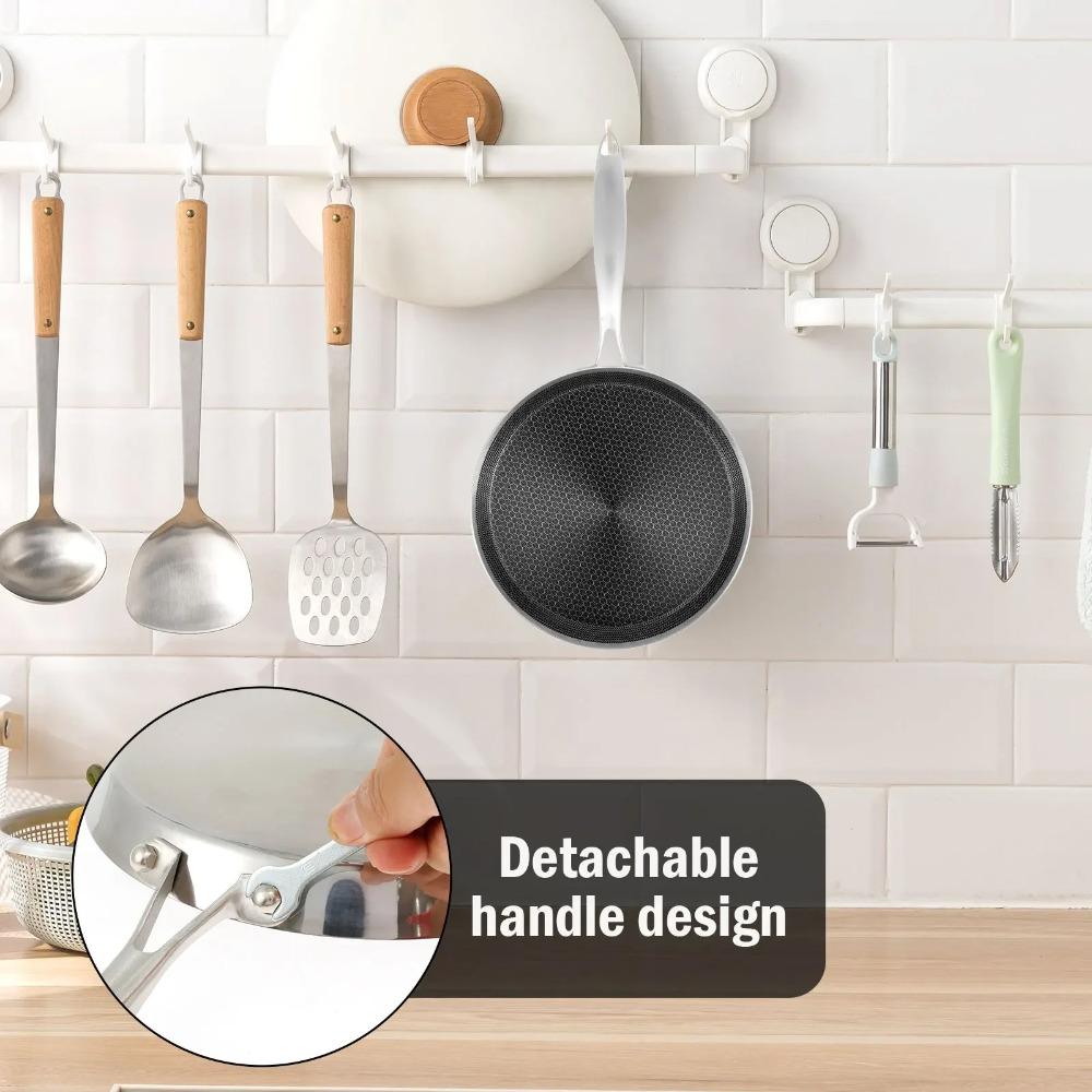 D2 Stainless Steel Crepe Pan Non-Stick Pots Honeycomb Coating Frying Pan Pizza Tray 24/26/28cm Kitchen Cookware Pancake Egg Pan