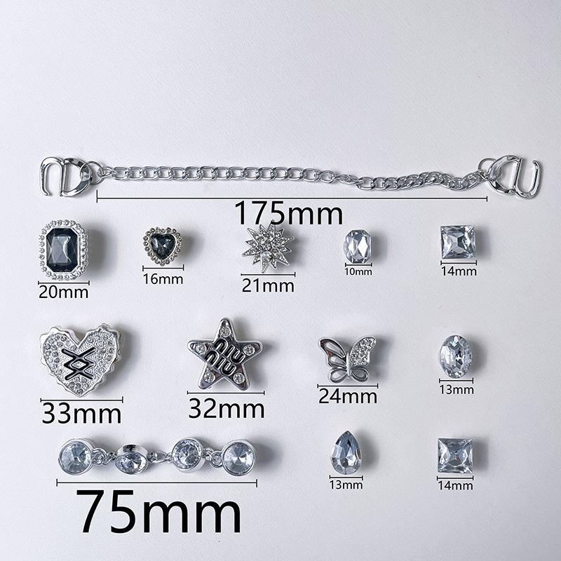 

13 шт. модные подвески для обуви набор аксессуаров дырка пряжка для обуви новая ретро серебряная бриллиантовая цепочка DIY украшения для обуви женщина девушка подарок