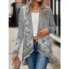 Women's Fall and Winter Fashion Casual Printed Long Sleeve Mid-Length Cardigan Jacket