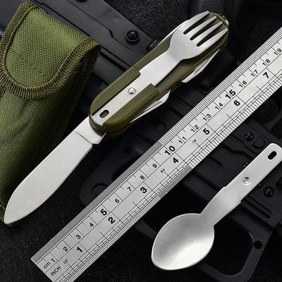 Outdoor Folding Detachable Combination Hiking Travel Cutlery Multifunctional Multi-open Swiss Knife Knife Fork Spoon Set