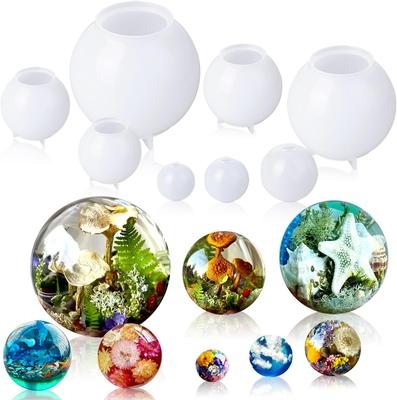8 Pezzi Stampini Sferici in Silicone e Resina Senza Giunzioni Stampini Sferici 3D in Resina Epossidica Stampini Sferici Grandi in Resina per Conservazione Bianco