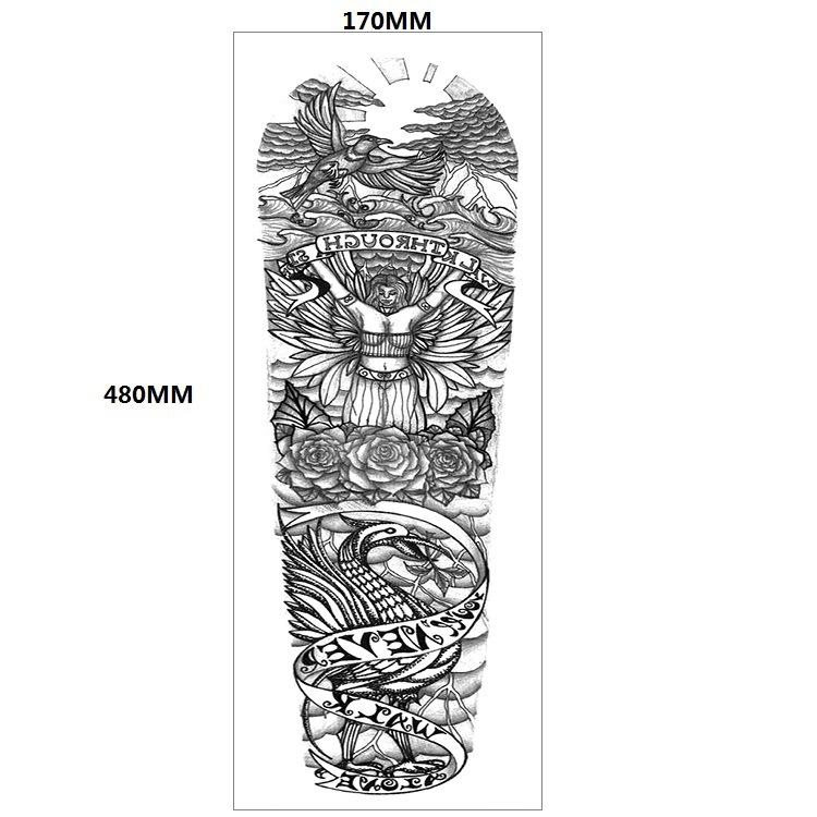 Lion Tiger Head Large Pattern Waterproof Full Arm Tattoo Sticker Flower Arm Large Pattern Water Transfer Wind Sticker