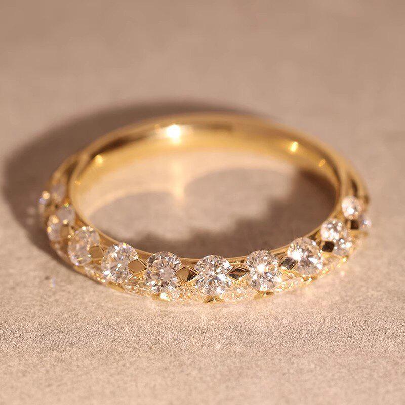 

Huitan Versatile Gold Color Cubic Zirconia Ring for Women Everyday Wearable Finger Accessories Fashion Engagement Zircon 6