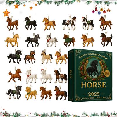 Christmas Calendar Advent 2025 Christmas 2d Pendant Decor 2025 Horse Pendant Countdown Calendar for Wall Door Tree Indoor