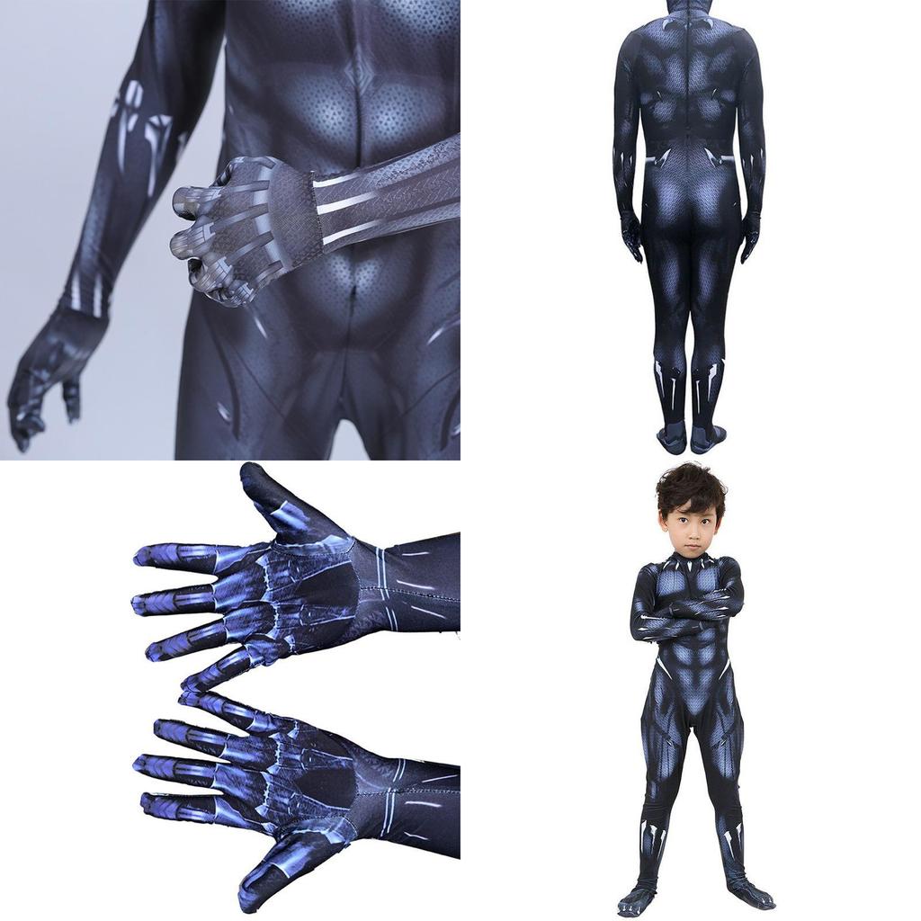 Premium Quality Black Panther Superhero Cosplay Jumpsuit For Adults And Kids