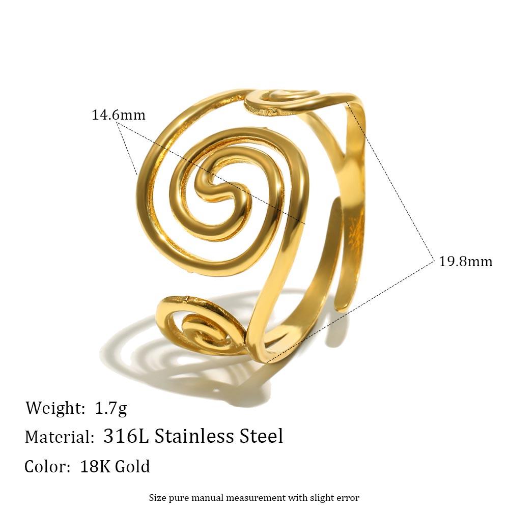 

MamacitaSlay 316L Stainless Steel Flower Thread Geometric Open Ring 18K Gold Plated Waterproof Ring Women s Creative Ring Gift resizable