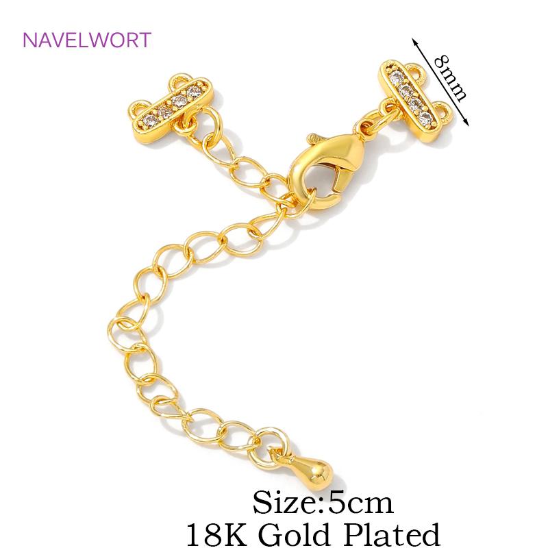 2/4/6Pcs/Lot 18K Gold Plated Extension Chain Tail Chain Connector,Brass Lobster Clasps Extension Chain DIY Bracelets Accessories 2 pieces