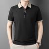 Summer Men's Polo Shirt Jacquard T-shirt Lapel Collar Color Block Casual Short Sleeve Tees Breathable Male Button Tops