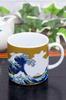 Waza No Kura Stylish Kutani Ware Coffee Mug Featuring Katsushika Great Wave Off Ceramic Tableware Made In Japan Perfect As a Birthday Gift for or 88th