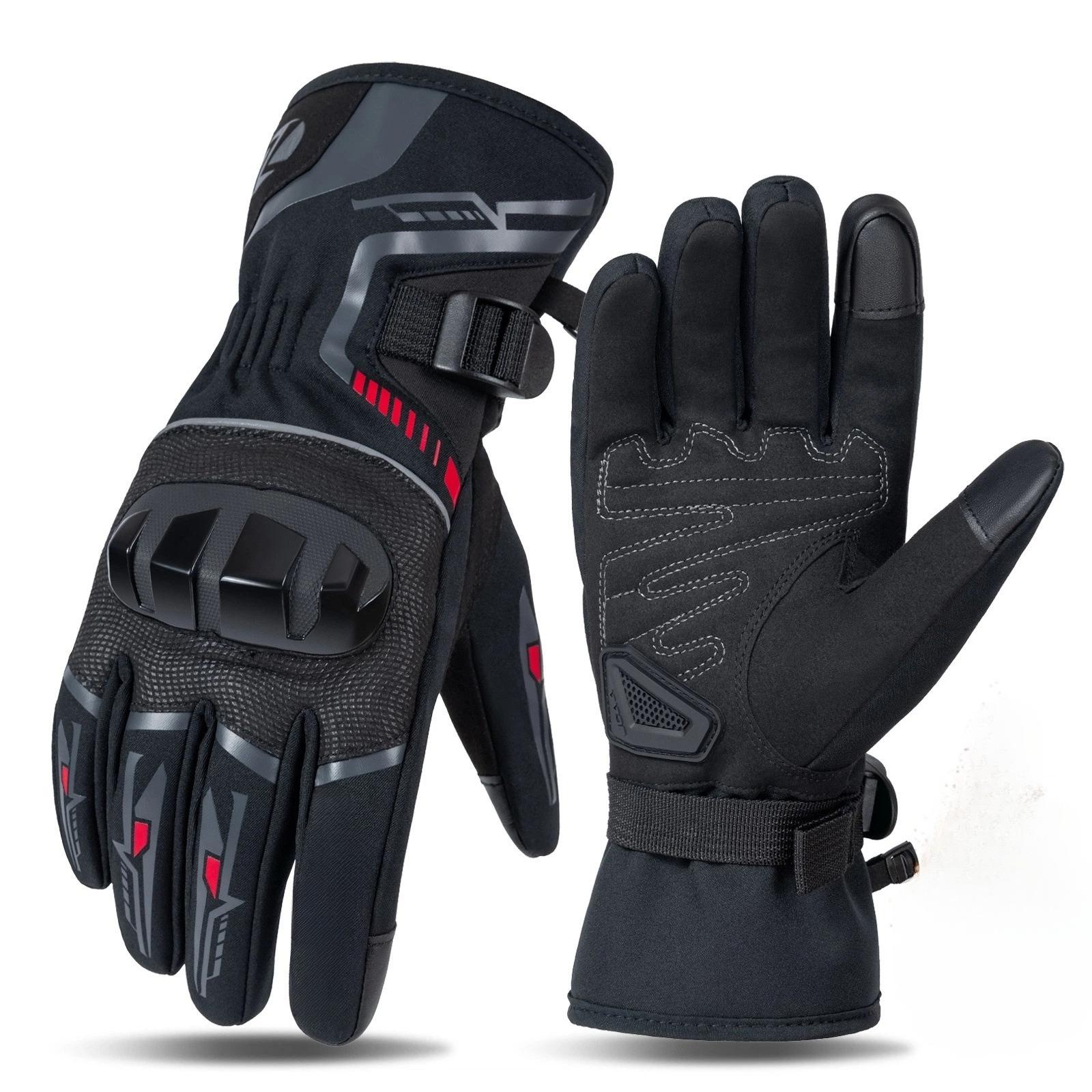 

Winter Motorcycle Gloves for Men Women Thermal Windproof Waterproof Riding Glove Impact Resistant Fleece Lined Cold Weather Gear L чёрный