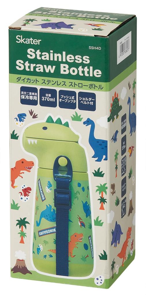 Skater 3D Stainless Steel Straw Water Bottle 370ml Vacuum Duplex Cold Storage Only Dinosaur Dinosaur SSH4D-A