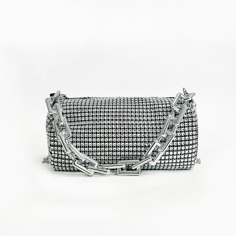 Spring and summer small bags women's bags 2025 new trend personalized colored diamond pillow bag chain shoulder bag personalized messenger bag