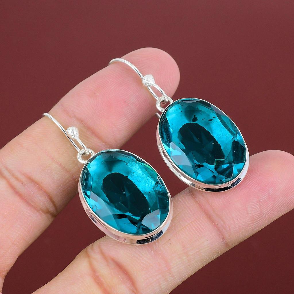 Faceted Indicolite Earring Genuine Gemstone Earring 925 Sterling Silver Earring Beautiful Indicolite Jewelry Handmade Earring Gifts For Wife