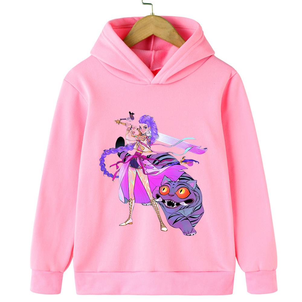 New KPop Demon Hunter Cartoon Girl Hoodie Children's Hallyu Printing Fashion Casual Blouse Casual Girl Clothing to Keep Warm