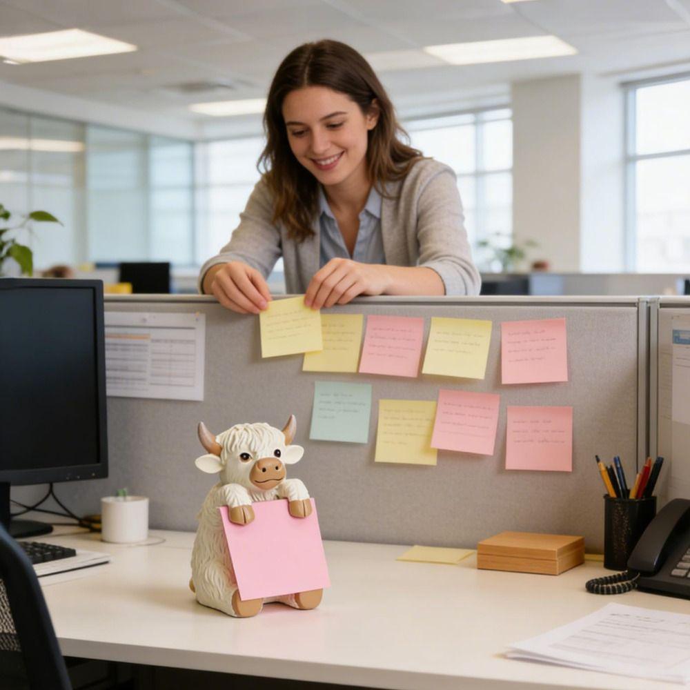 3x3 Inches Pop-up Sticky Note Dispenser Highland Cow Post-it Note Dispenser  for Workstation