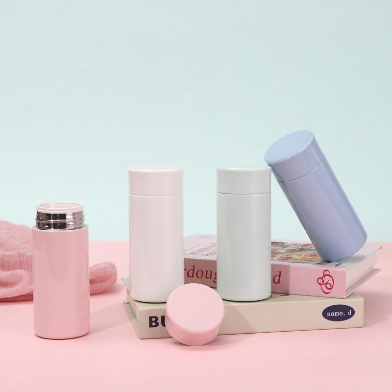 Compact Pastel Pocket Thermos 200ml Double Wall Vacuum Insulated Stainless Steel Cup Women Men Travel Office