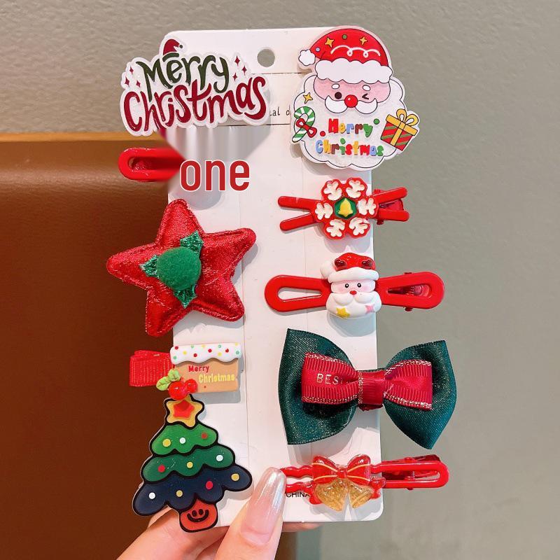 2025 Children's Christmas Hair Clips Set: Santa, Tree & Reindeer (5-Piece)