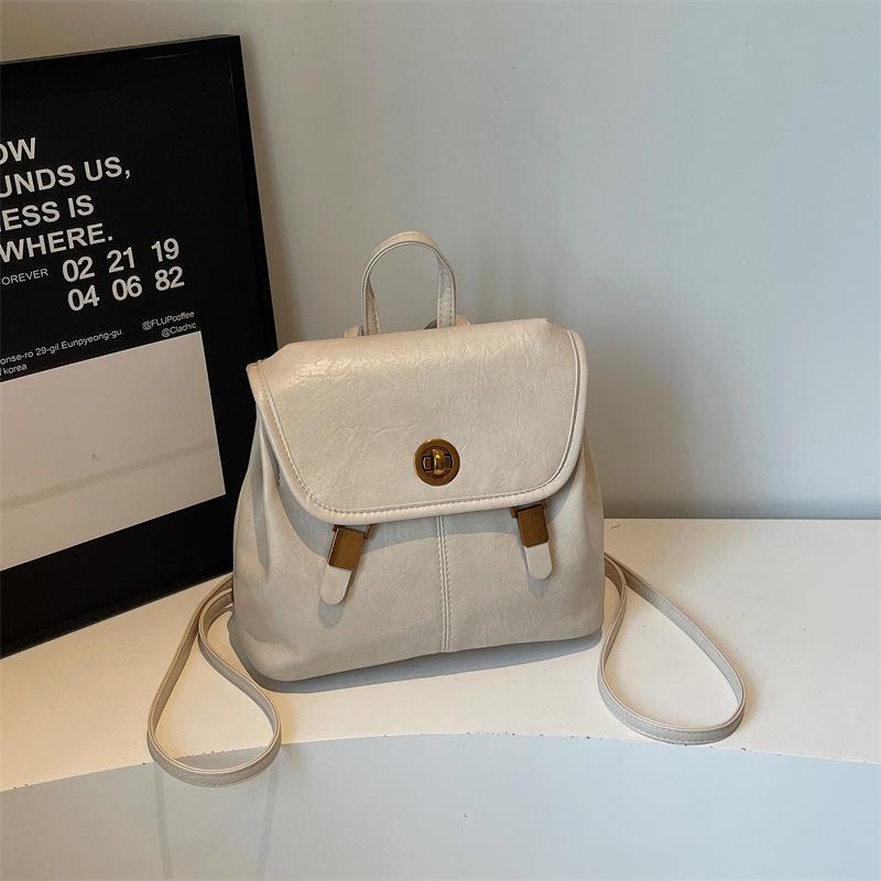Schoolbag Casual Simple Backpack Women's 1011 New Trendy Commuter Backpack Daily Versatile Large Capacity Soft Leather Popular School Bag