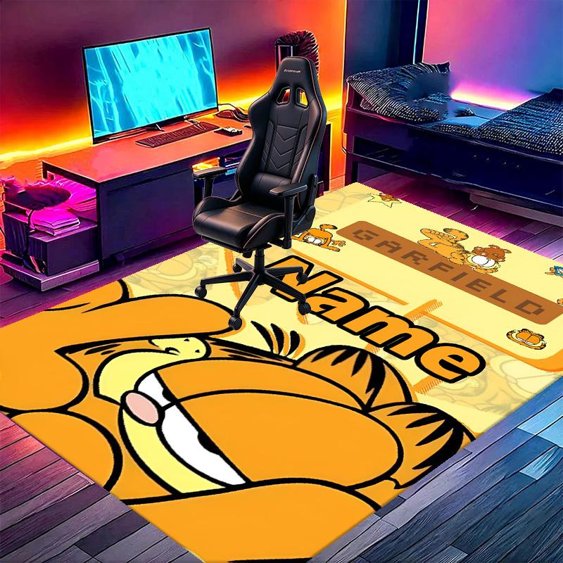 Custom Name Personalized Garfield Print Carpet, Versatile Home Decor Rug, for Playroom, Apartment, Balcony, Entryway, Hallway Gift