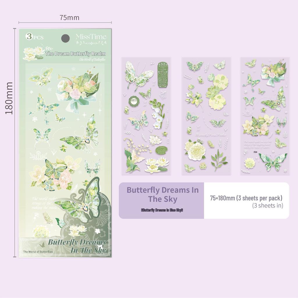 Sticker Boundary Dream Butterfly: Die-cut Shell Light Journal Decoration Stickers