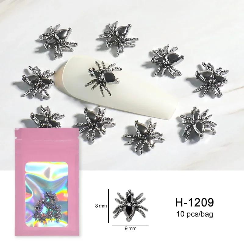 Alloy Skull Nail Charms Retro Halloween Decals Ornaments 3D Ghost Silver Classic Jewelry Nails Art Design Manicure Accessories