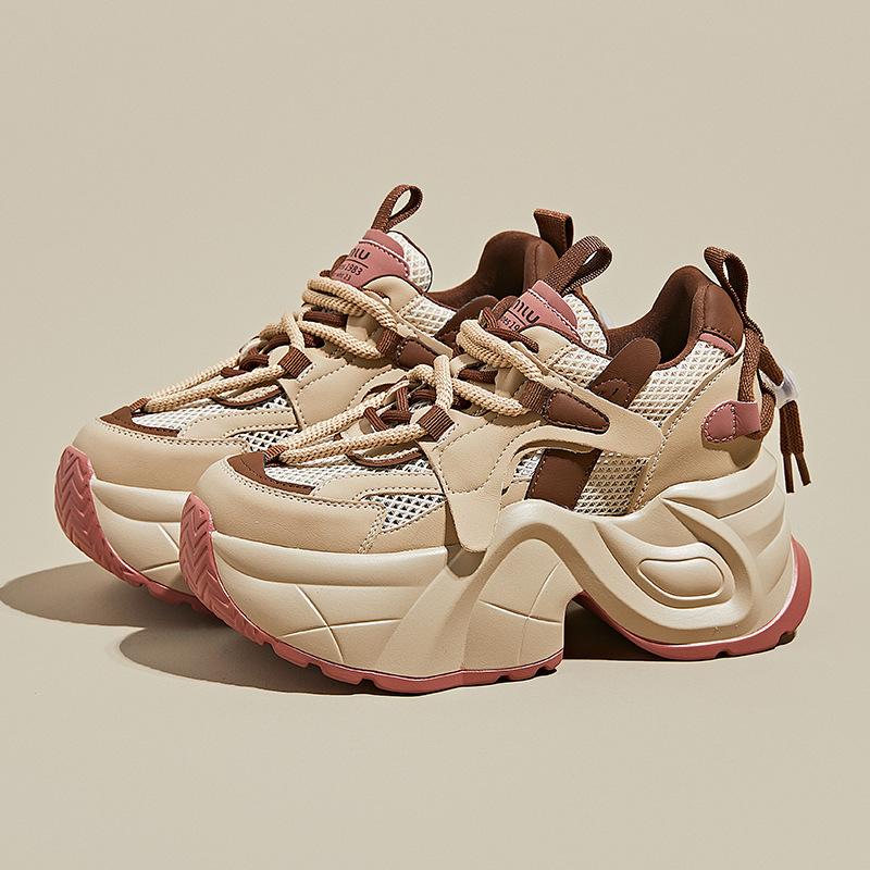 Thick-soled inner heightening dad shoes women's versatile breathable casual women's shoes 2025 spring and summer sports shoes children's high value