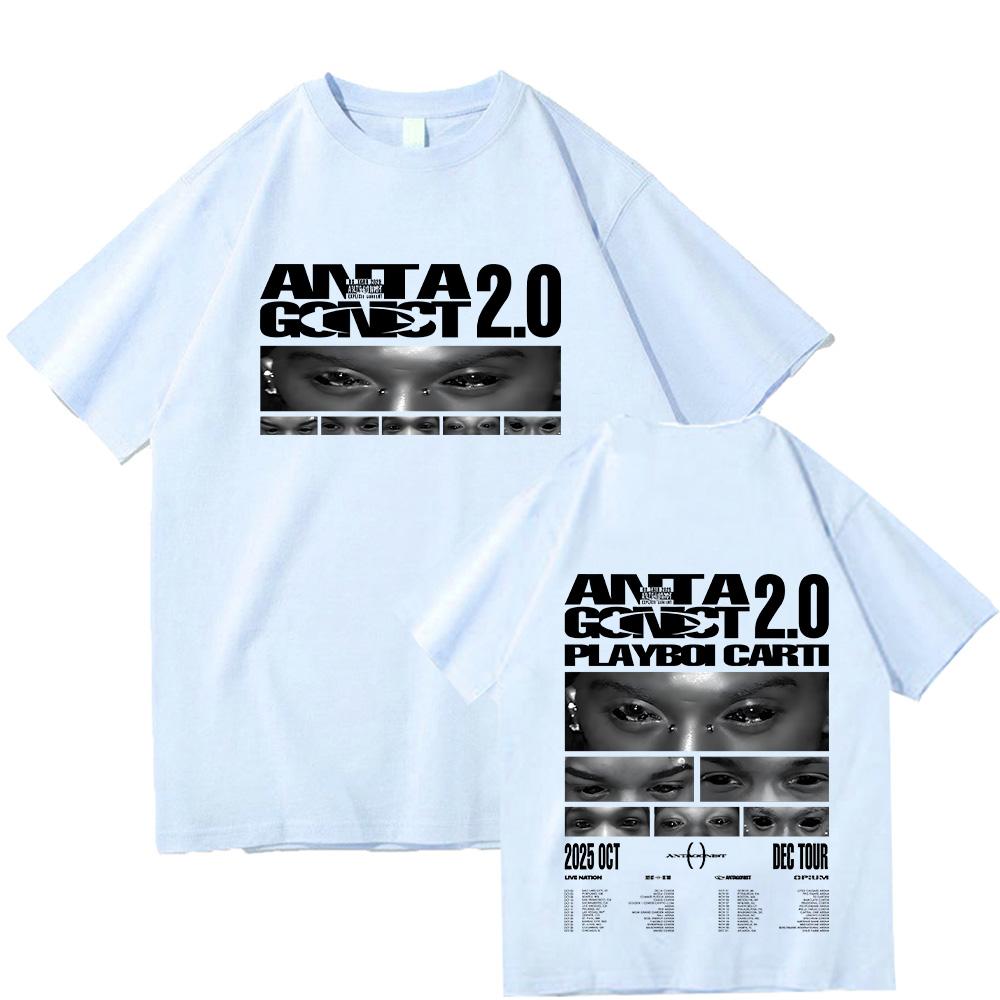 Rapper Playboi Carti Antagonist Tour T-shirts Mens Clothing Hip Hop 90s Vintage T Shirts Male Casual Cotton Streetwear