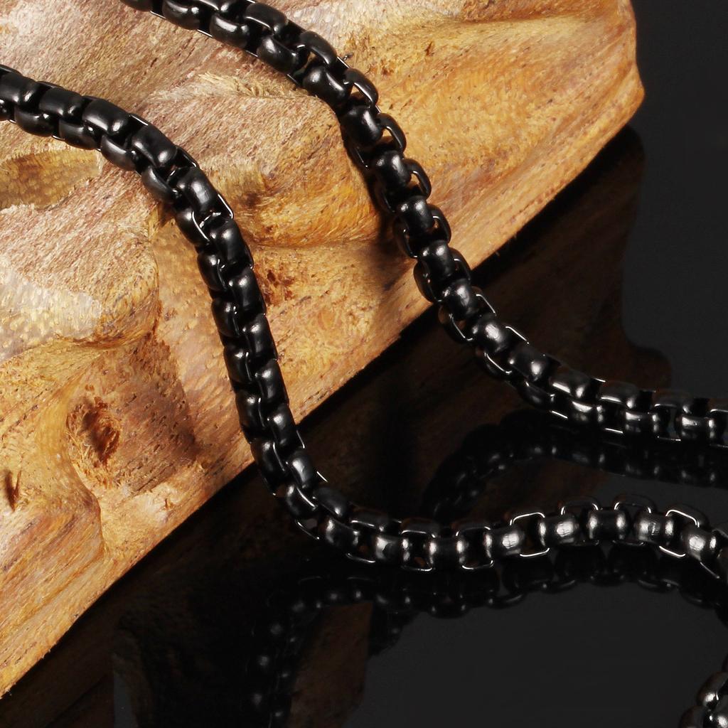 Stainless Steel Men's Personalized Square Pearl Chain Punk Retro Jewelry Polished with Chain Trendy Necklace