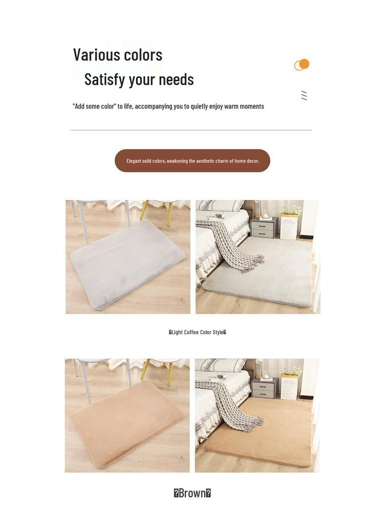 Plush Faux Rabbit Fur Carpet & Mat for Bedroom, Bay Window, Balcony, or Bedside - Short Pile.