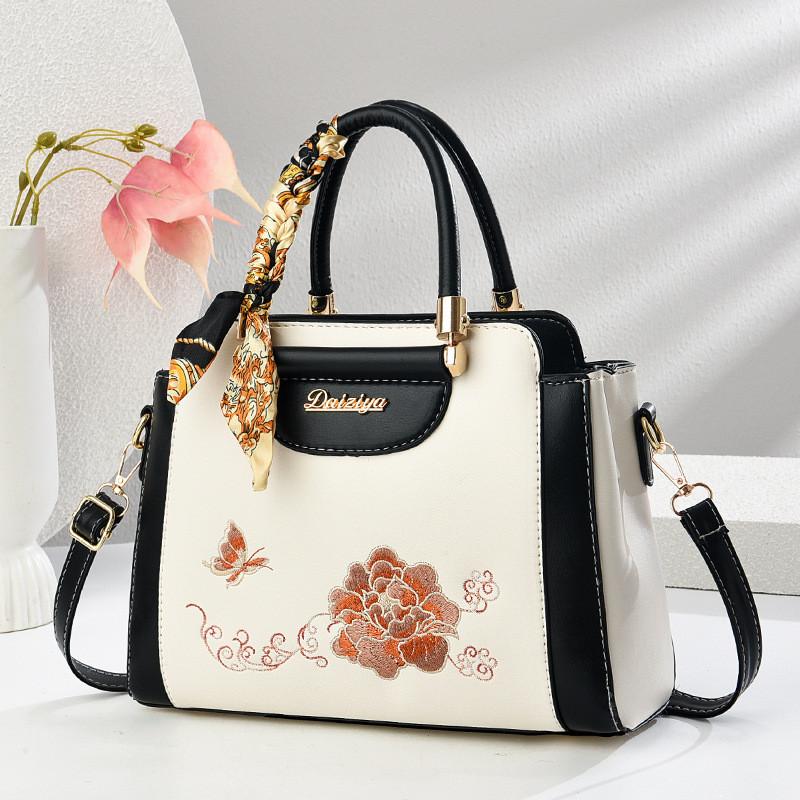 Artful Chinese Style Embroidered Pu Crossbody Bag For Daily Use Gift For Mom