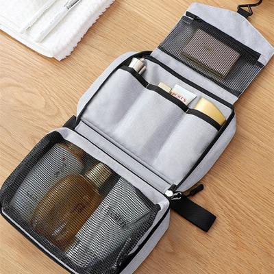 1pcs Cationic Fabric Travel Toiletry Bag with Hanging Waterproof Cosmetic Organizer for Wet/Dry Separation