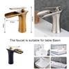 Waterfall Bathroom Basin Sink Faucets Hot Cold Tap Deck Mounted Water Mixer Crane Antique Bronze Chrome Finished ELM100