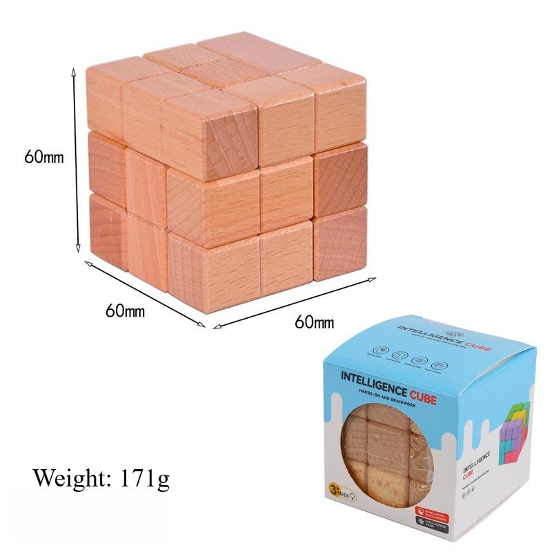 Wooden Luban Lock Kong Ming Lock for Kids Adults Beech Soma Cube 7 Pieces Boxed 3D Puzzle Brain Teaser Intelligence Toy MX9521
