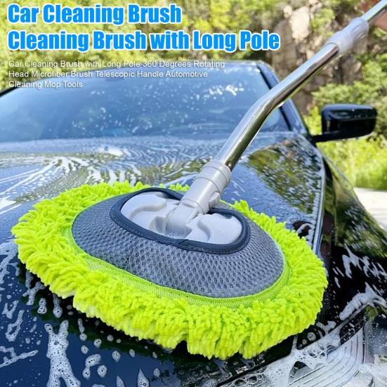 Cepillo Limpiador de Coches con Mango Largo Cabezal Giratorio 360 Grados Cepillo de Microfibra Mango Telescópico Herramientas Mopa Limpieza Automotriz