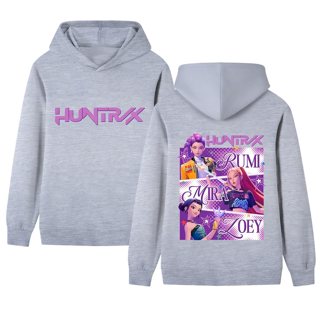 B1199-2 Kinder Jungen Mädchen Kpop Rumi Zoey Mira Beidseitiger Druck Langarm Kapuzenpullover