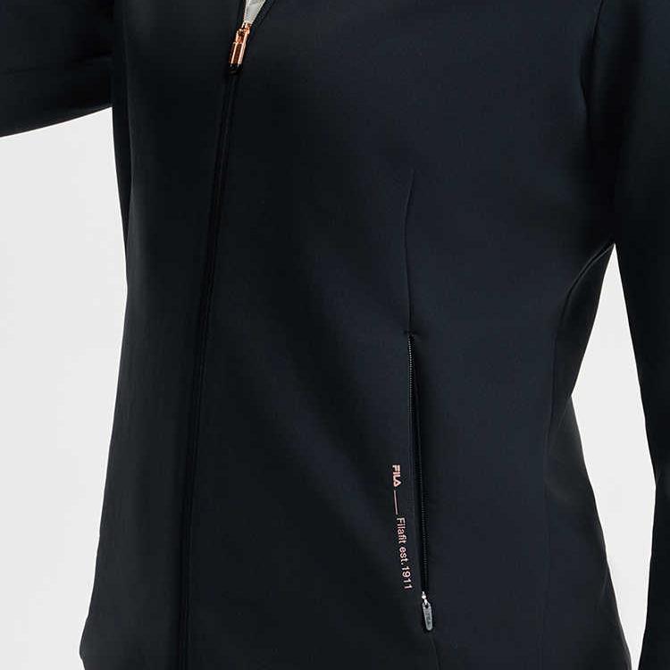Fila Fitness Knitted Hooded Comfortable Long Sleeve Jacket Women Jackets Deep-Black A11W511503F-BK