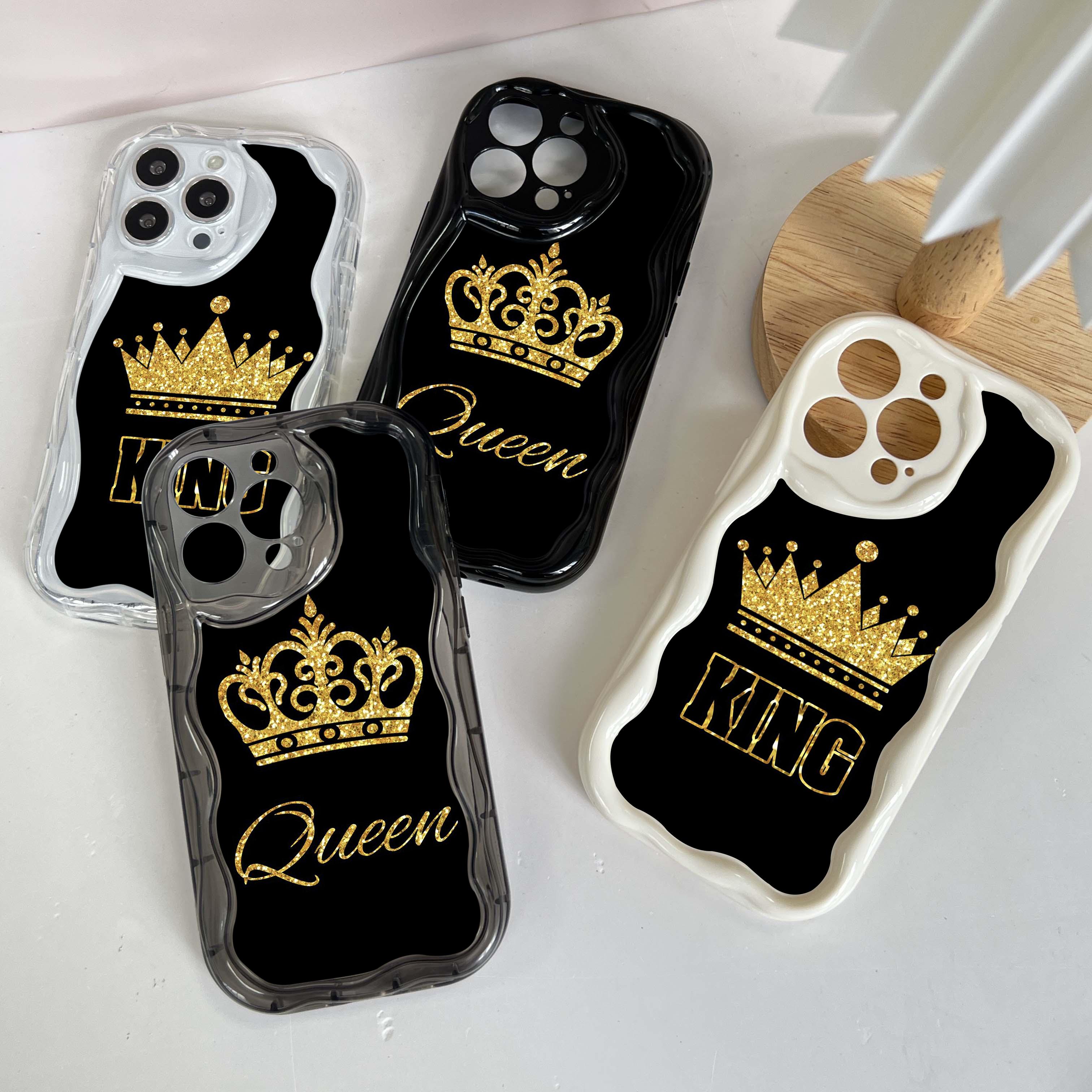 

Мягкие волнистые чехлы для телефонов N94 Queen King Crown для iPhone 14 Pro Max 13 mini 15 Plus XR 7 8 6 XS Max 12 11, защитный чехол-бампер