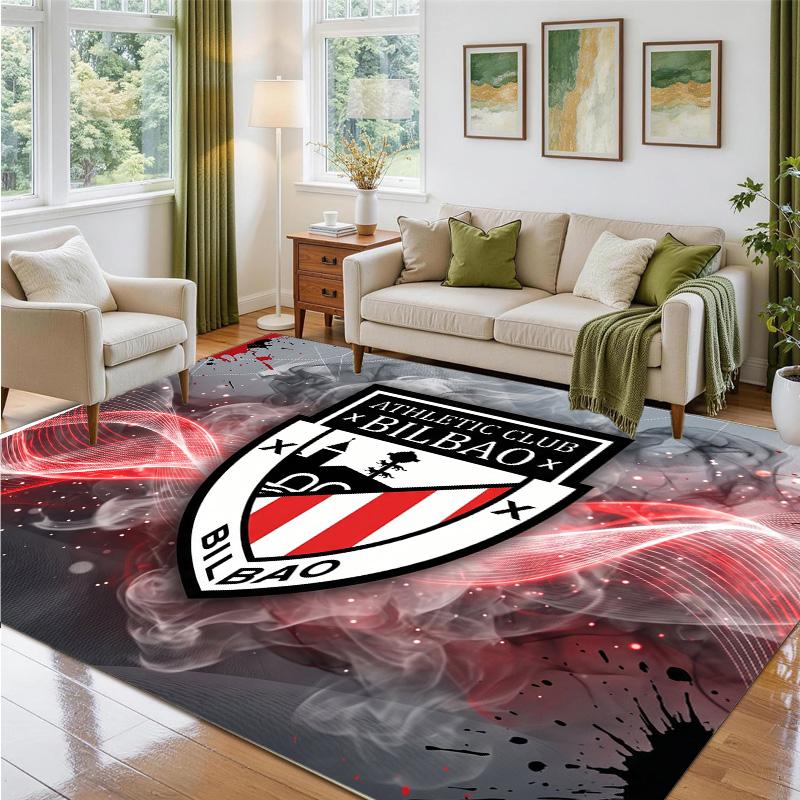 Athletic Bilbao Football Design Crystal Velvet Rug Soft Decorative Mat for Bedroom Entrance