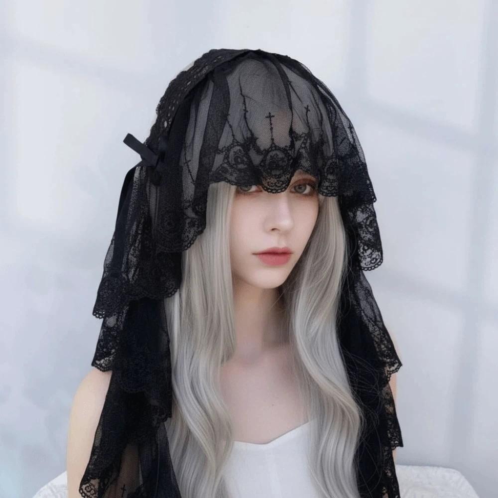 Schwarz / Weiß Spitze Schleife Haarband Gothic Stil Lolita Mädchen Stirnband Lolita Kopfschmuck Party