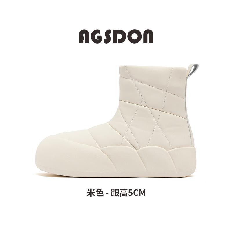 White snow boots winter new velvet thickened outdoor short boots platform bread cotton shoes 35