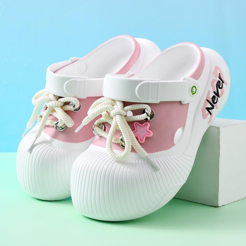 

New fashion eva bag head shoelaces trendy hole shoes female cartoon platform beach sandals 35-36
