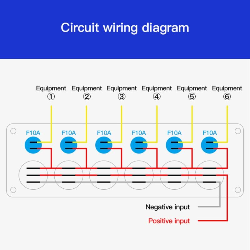 6 Position Rocker Toggle Switch For Car RV Truck Boat Ships Electronic On/Off Power Button Multi Port Sockets Switches