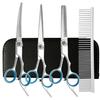Portable Pet Grooming Scissor Set: Flat & Curved Hairdressing Tools