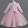 2023 New Fluffy Tulle Princess Dress Set: Long-Sleeved, Light Luxury Three-Piece for Girls