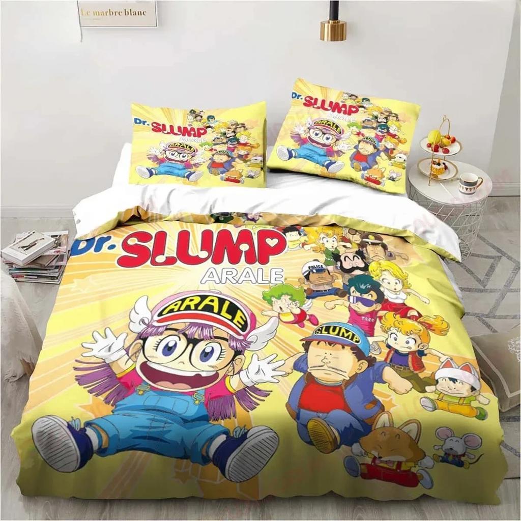 3D Carton DR S-Slump Arale Beding Set Shet King Twin Double Child Beding Set Mircofiber or Polyester Soft with Soft Fabric Duvet Cover Sets