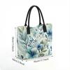  Watercolor Blue Floral Casual Canvas Tote Bag for Daily Use