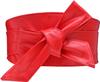 Woman Wide PU Leather Belt Obi Belt Self Tie Cinch Belt Wrap Around Bowknot Waistband Bright for Dress