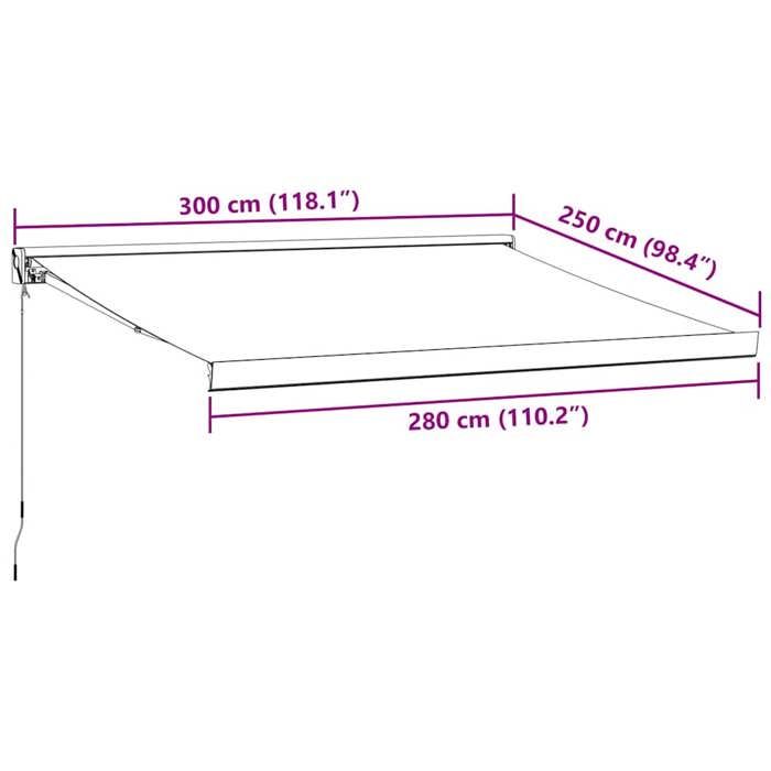 VidaXL Manual Retractable Awning Brown 300x250 Cm 3215718