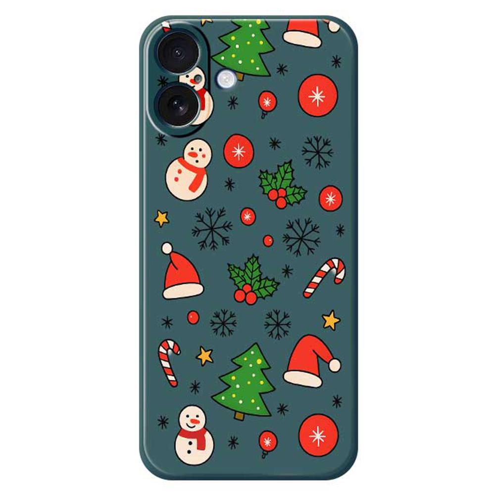 

For iPhone 17 Case Christmas Elements Pattern Printing Straight Edge TPU Phone Back Cover Green