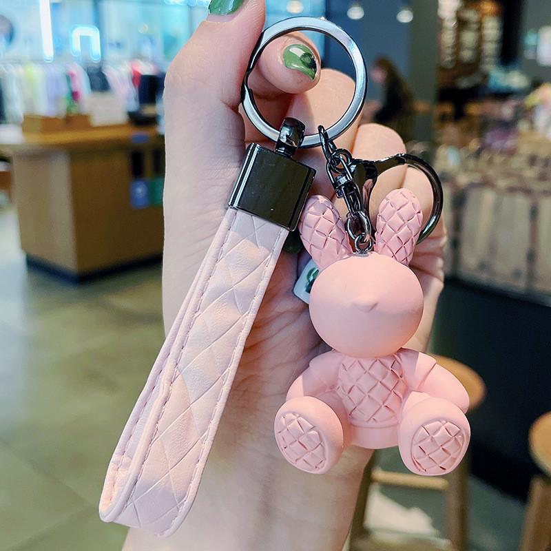 Adorable Resin Bunny Keychain Cute Sitting Rabbit Bag And Car Charm Gift